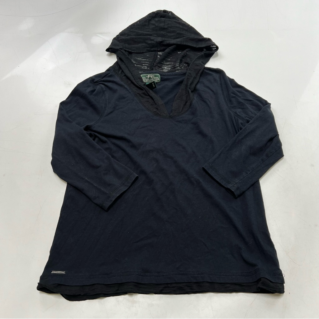Ralph Lauren Was Black Hooded Shirt M L95-33